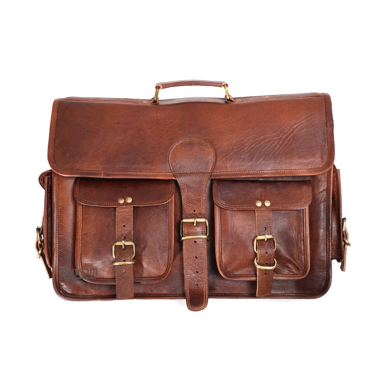 Wellington Leather Briefcase Messenger Bag – Quvom.com