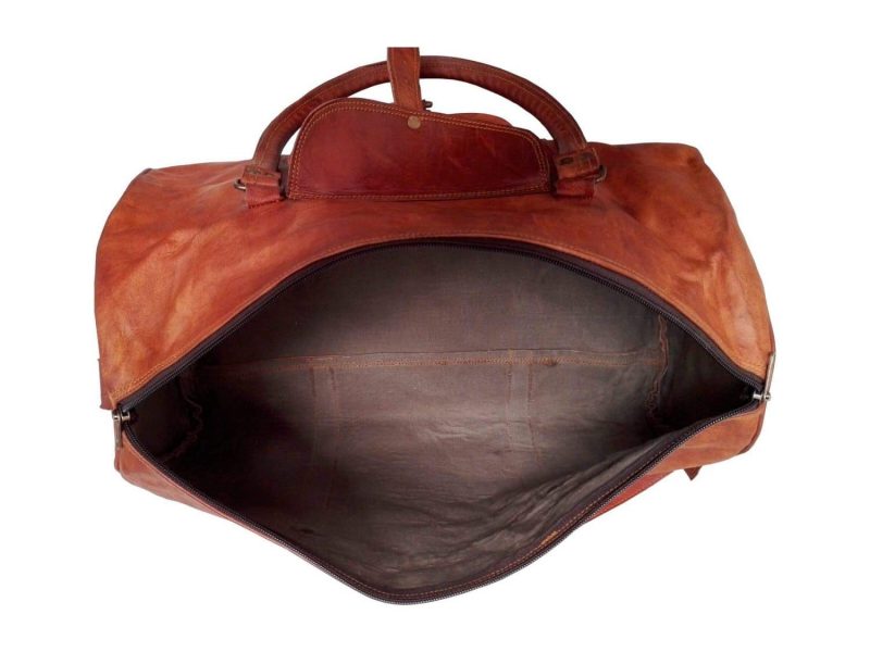 Men's Leather Large Triangle Duffel Gym Bag- NA
