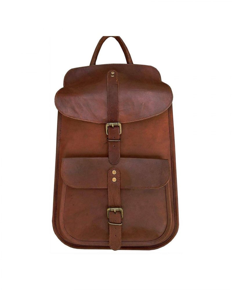 Vintage leather backpack for College School Office- NA