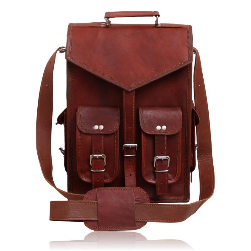 Classic Vintage Leather 2 in 1 Backpack Messenger Bag