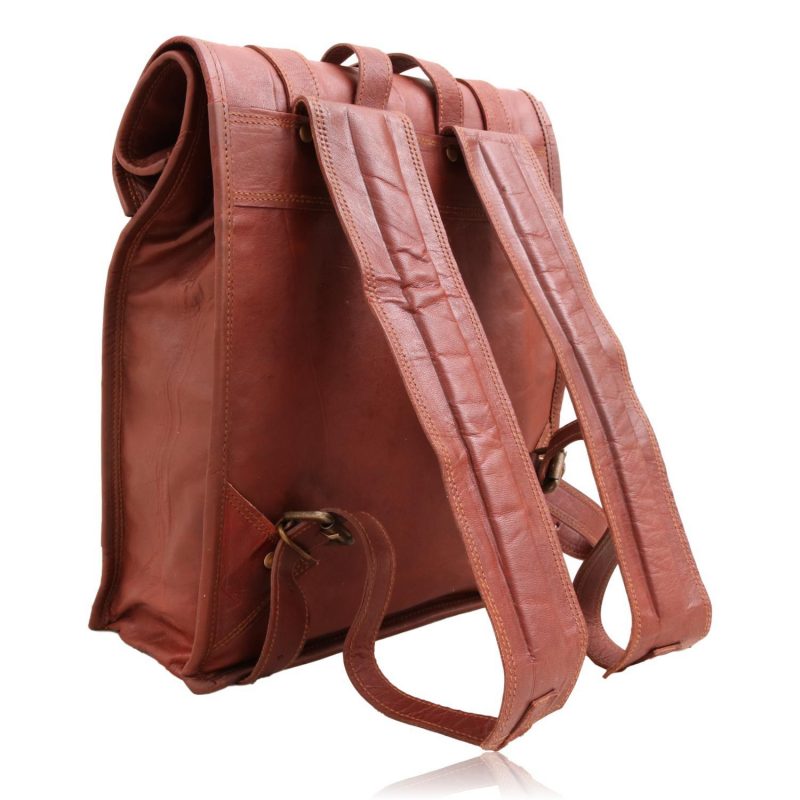 Trailblazer Rolling Top Leather Backpack Rucksack