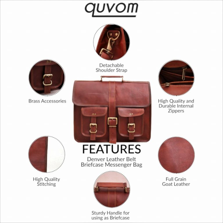 Denver Leather Belt Briefcase Messenger Bag – Quvom.com