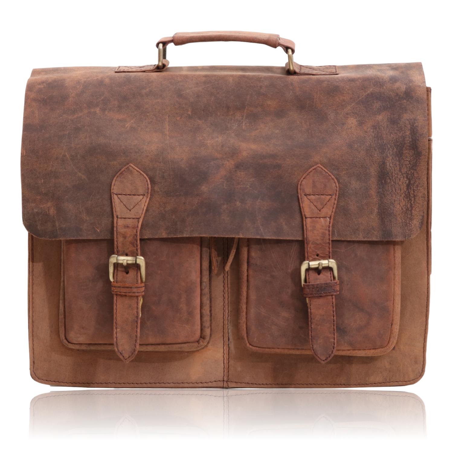 Hunter Leather Rustic Two Pocket Messenger Bag – Quvom.com