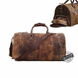 Voyager Vintage Leather Duffel Bag – 26 Inches Size – Quvom.com