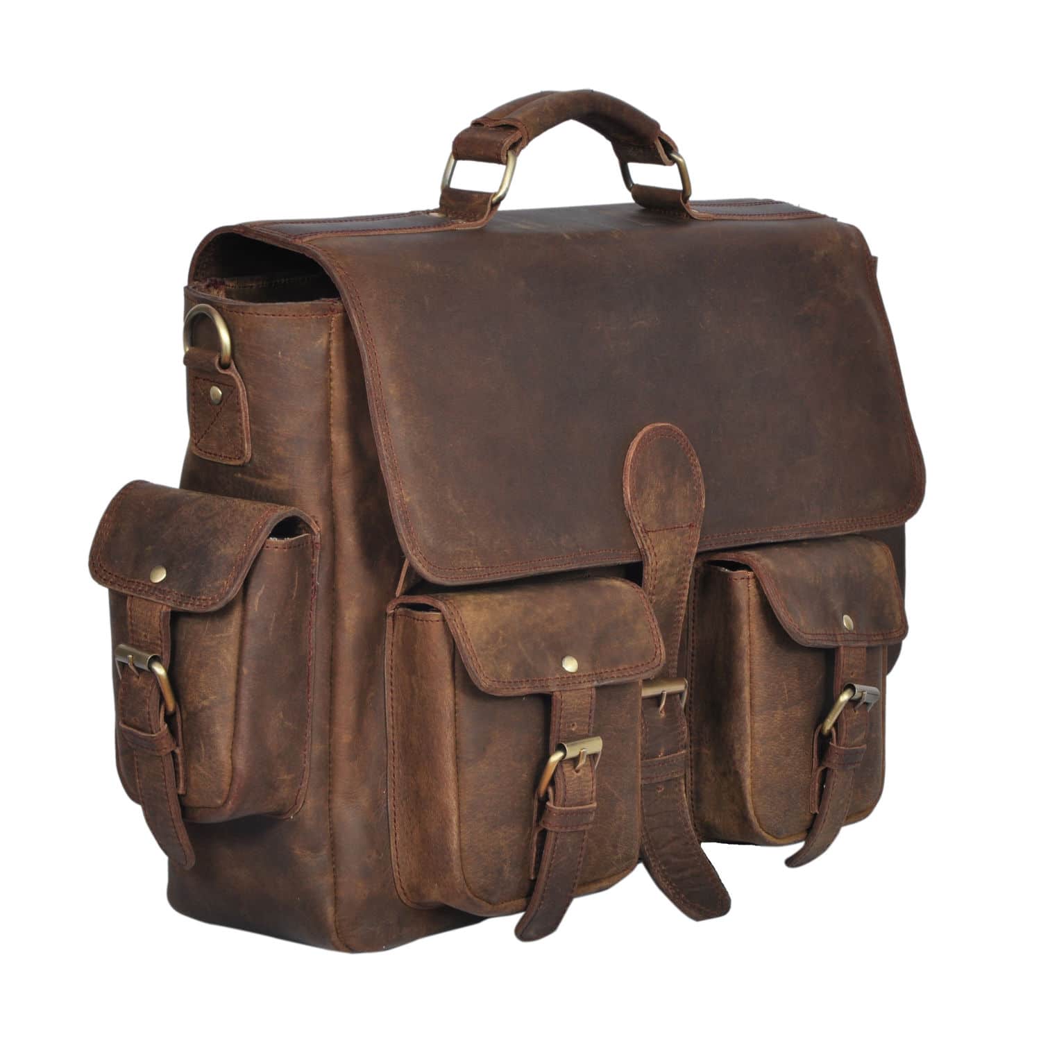 The Alby Dark Rustic Leather Messenger Bag/Briefcase – Quvom.com