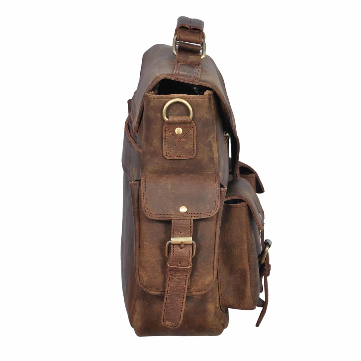 The Alby Dark Rustic Leather Messenger Bag/Briefcase – Quvom.com